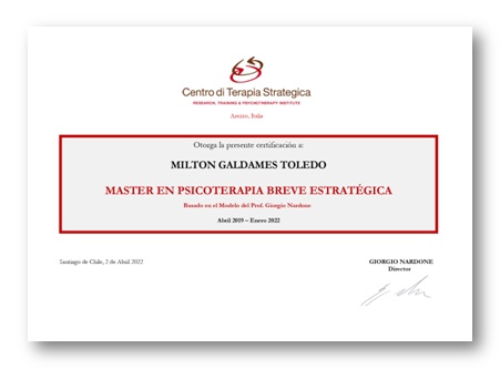 Certificado digital del Máster en Terapia Breve Estratégica